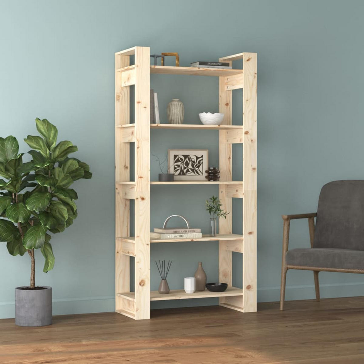 BÜCHERREGAL/RAUMTEILER 80/35/160 Cm Massivholz - Braun, Holz (80/160/35cm) - vidaXL