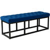 SITZBANK 120/37 cm Samt blau - Blau/Schwarz, Textil/Metall (120/42/37cm) - CLP