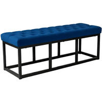 SITZBANK 120/37 cm Samt Blau - Blau/Schwarz, Textil/Metall (120/42/37cm) - CLP