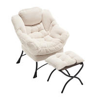 LOUNGESESSEL mit Hocker, Seitentasche Stahlgestell 69,9/64/95 cm Weiß - Weiß, Textil (69.9/95/64cm) - Redom