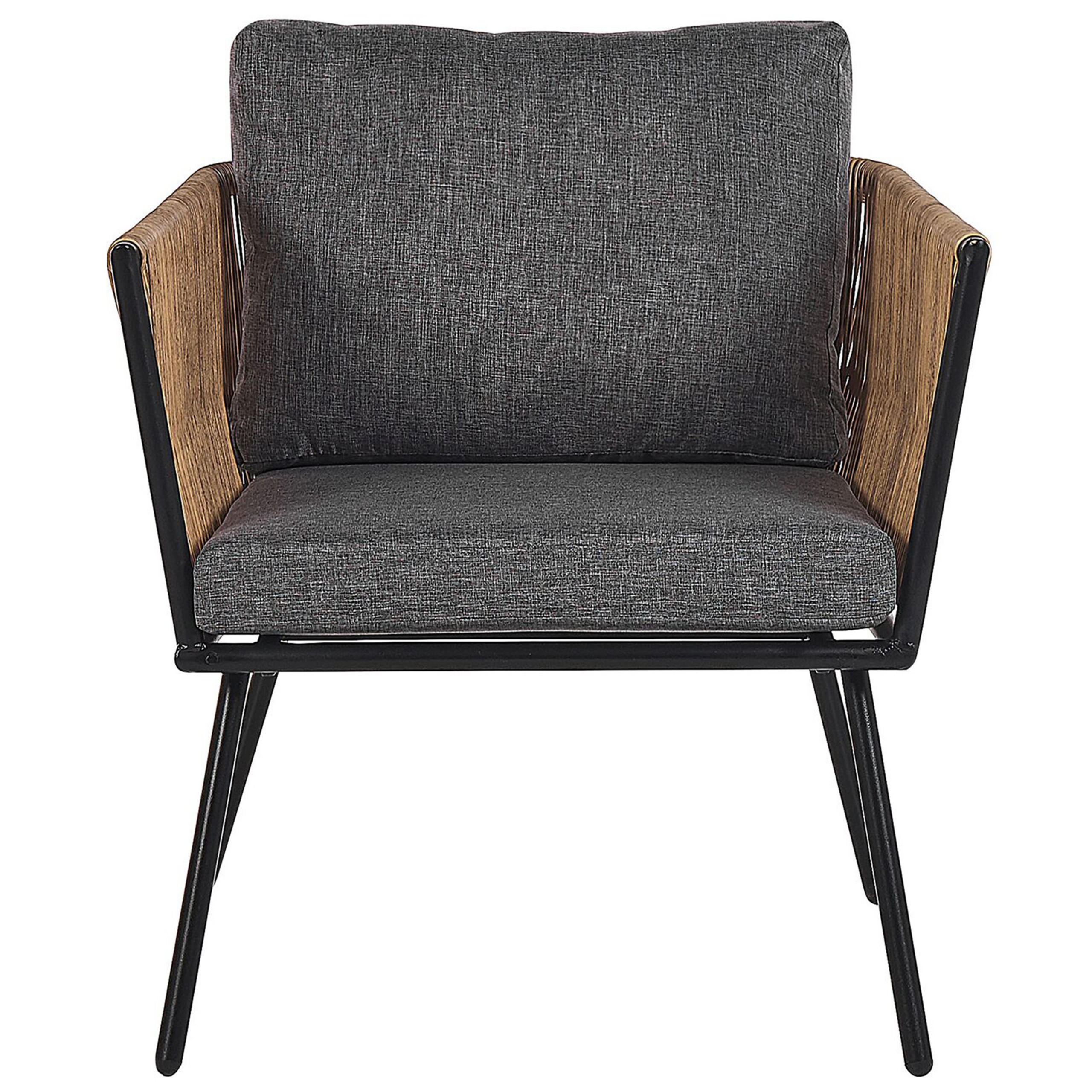 BALKONSET 2-Sitzer Rattan natürlich Auflagen grau Gargano - Braun/Grau, Kunststoff/Textil - Beliani