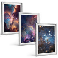 BILDER SET 3er Set - 40x60 cm Silberner Rahmen - Kosmische Sternenlandschaften - Silberfarben, Kunststoff (40/60cm) - TULUP