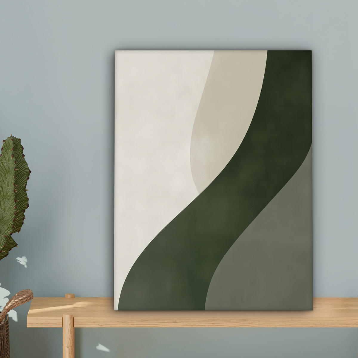 LEINWANDBILD Japandi - Grün - Abstrakt - Modern 30x40 cm - Salbeigrün, Textil (30/40cm) - MuchoWow