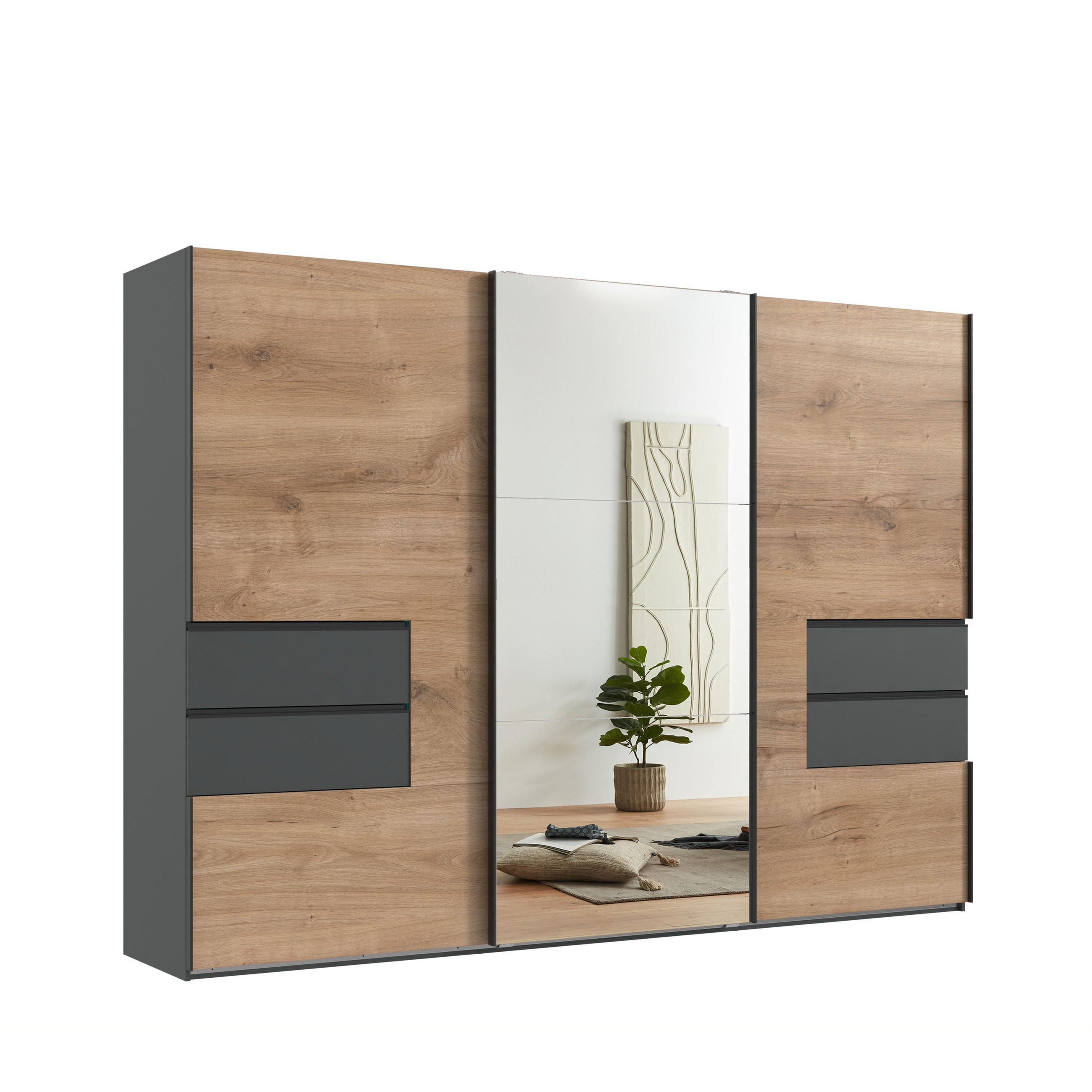 luma-home Schwebetürenschrank Eiche 300x216x65 cm