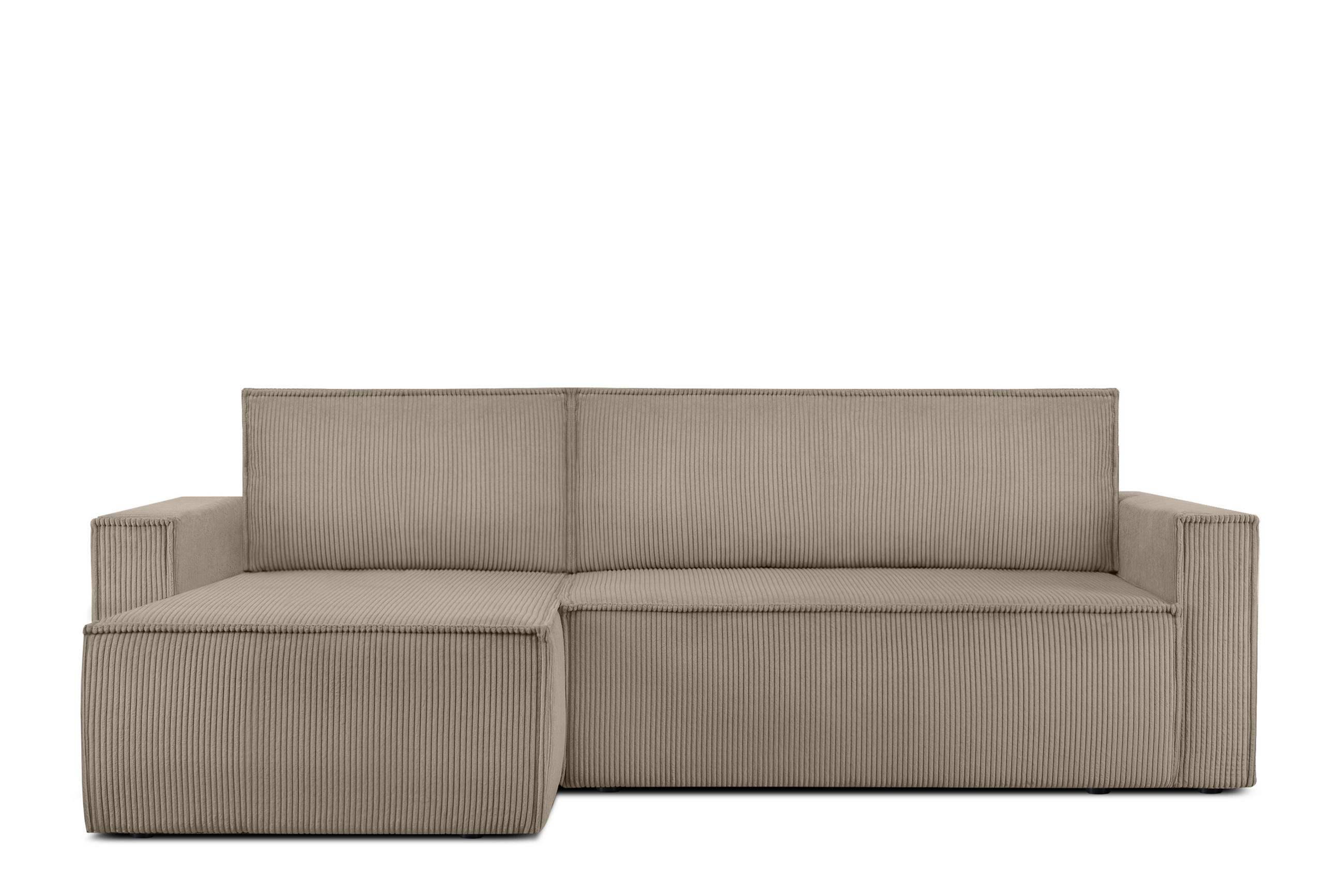 ECKSOFA-LINKS/RECHTS NAPI Schlaffunktion mit Cordbezug, Beige - Beige/Schwarz, Textil (246/148cm) - KONSIMO®