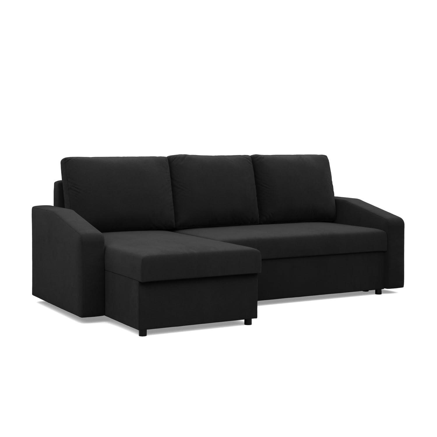 ECKSOFA MIT SCHLAFFUNKTION NEO, Schwarz - Schwarz, Textil (231/140cm) - Mebligo