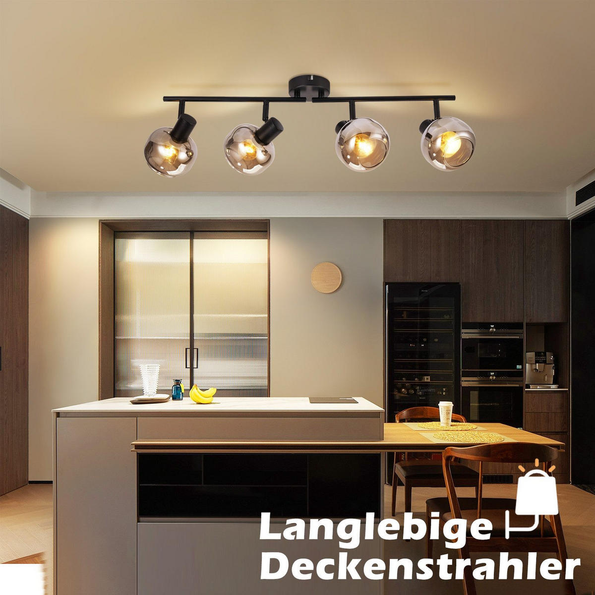DECKENSTRAHLER Cottbus 4-flammig 62.5/11/19.5 cm - Schwarz, Metall (62.5/11/19.5cm) - Nettlife