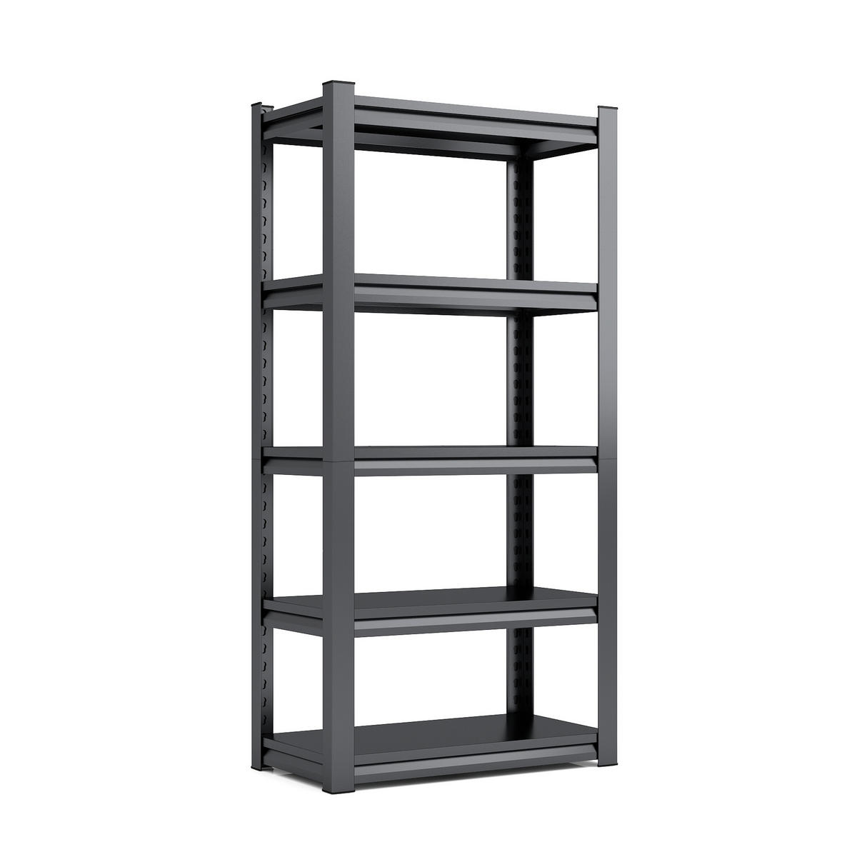 STANDREGAL 40/80/160 cm mit 5 höhenverstellbaren Ebenen und 650 kg Tragkraft, Schwarz - Silberfarben, Metall (80/160/40cm) - Redom