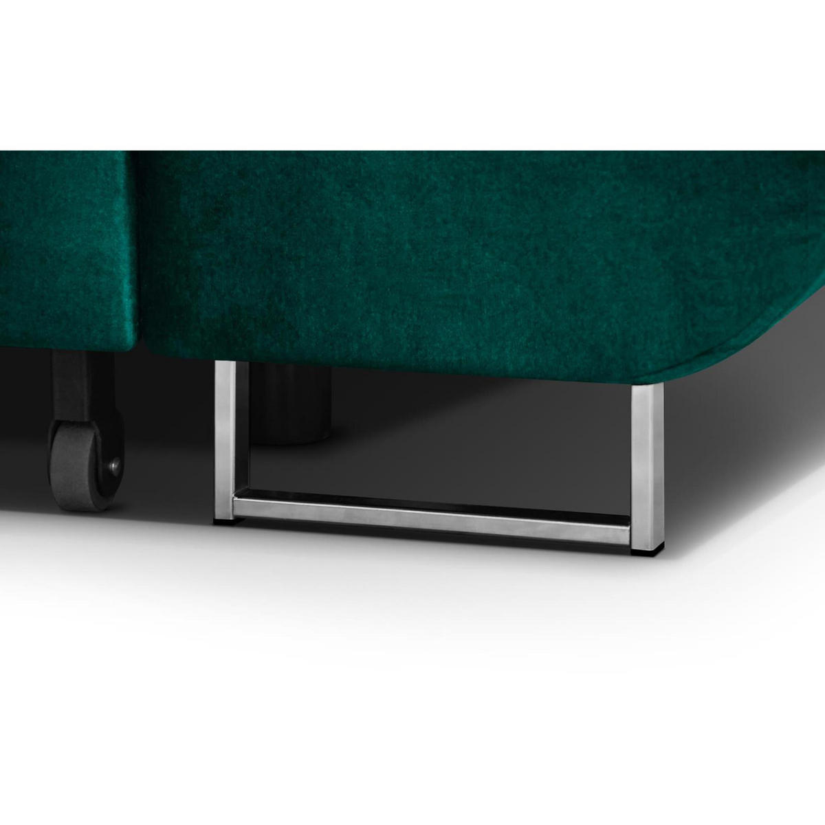 ECKSCHLAFSOFA Vild verstellbaren Kopfstützen, Dunkelgrün, rechts - Chromfarben/Dunkelgrün, Textil (275/203cm) - Beautysofa