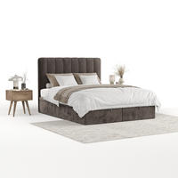 POLSTERBETT Vienna mit Stauraum 180/200 cm Braun im Lotta Stoff - Schwarz/Braun, Holz/Holzwerkstoff (180/200cm) - AltaBeds