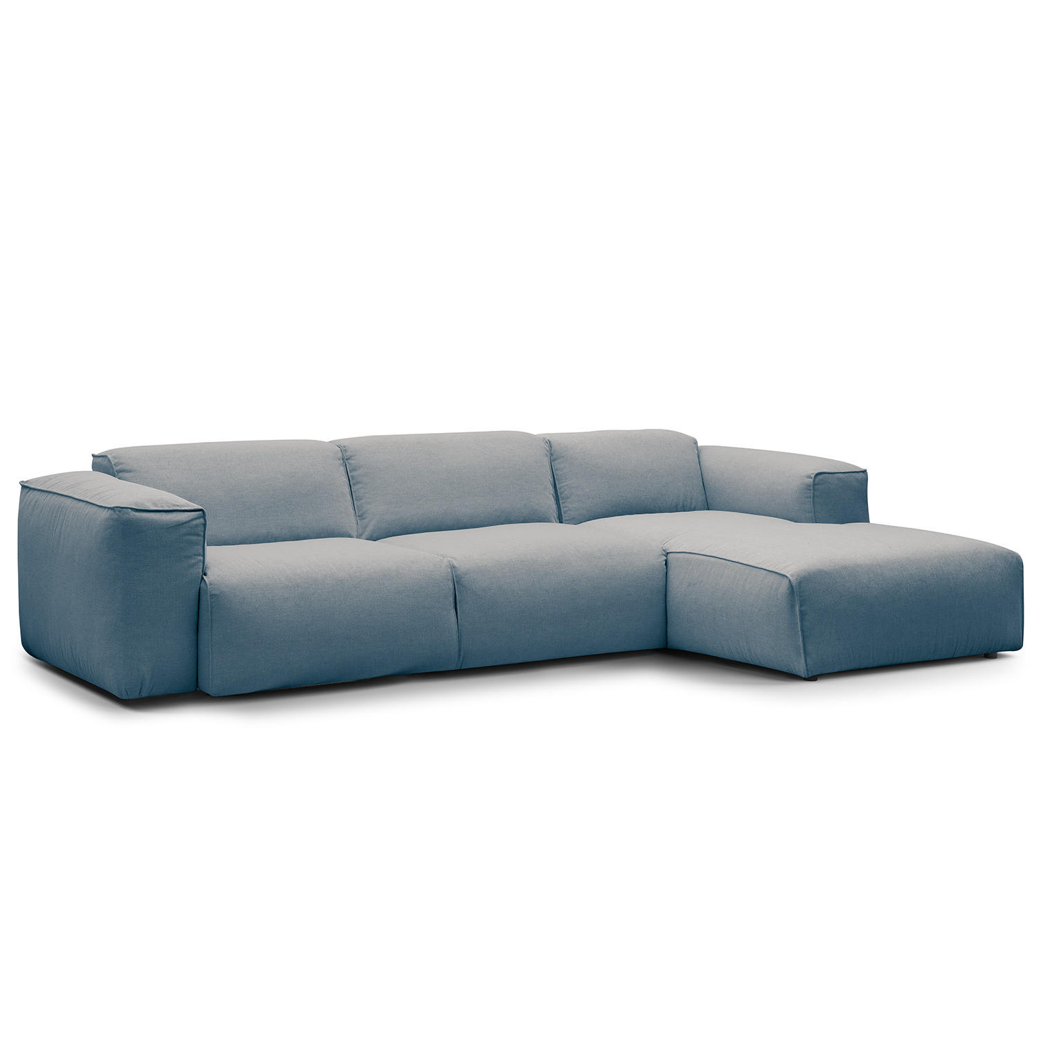 3-SITZER ECKSOFA mit Longchair - Blau/Schwarz, Kunststoff/Textil (284/173cm) - home24
