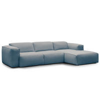 3-SITZER ECKSOFA mit Longchair - Blau/Schwarz, Kunststoff/Textil (284/173cm) - home24