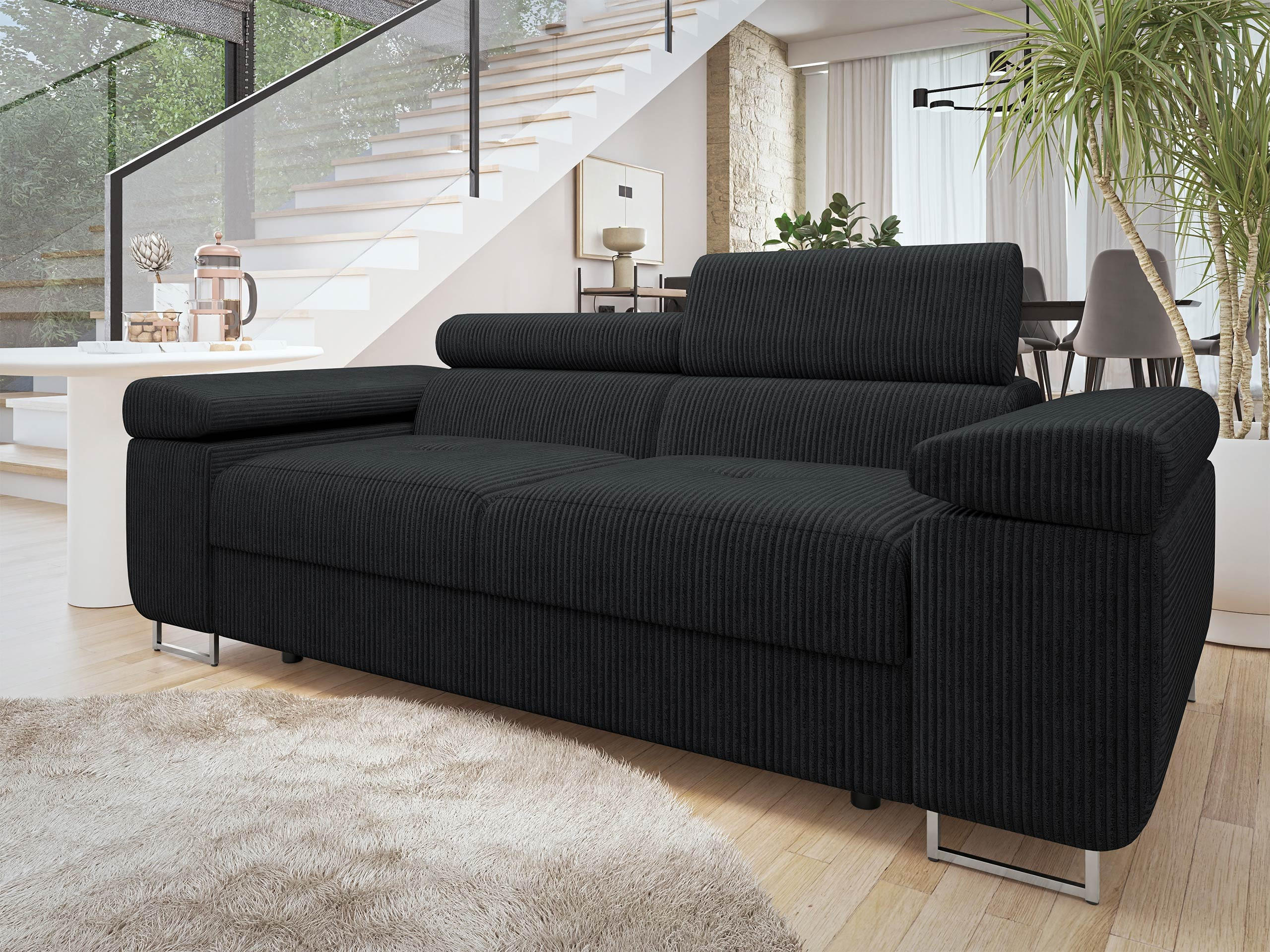 SOFA Torezio 2 Cord - Schwarz, Holz/Textil (198/90/102cm) - MIRJAN24