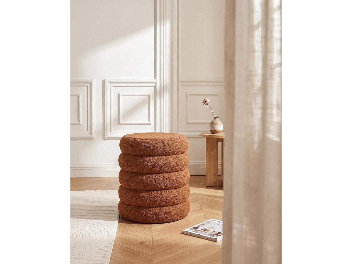 SITZHOCKER - 1 Person - Stoff - Terracotta - ECAMBI - Terracotta, Textil (40/45/40cm) - Vente-Unique