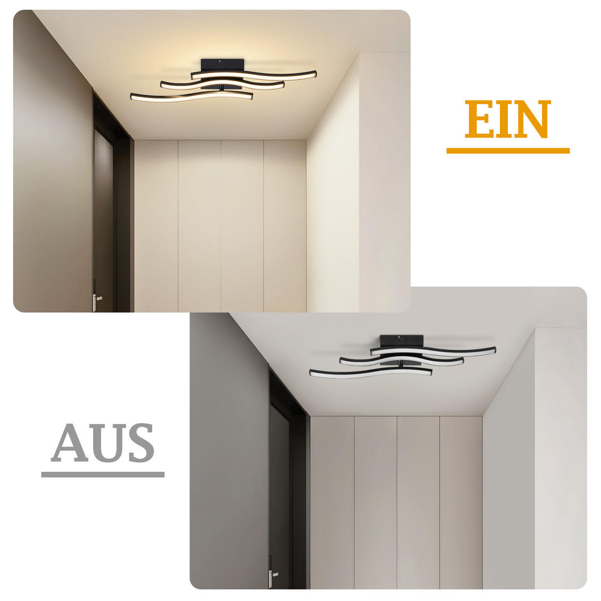 LED DECKENLEUCHTE Asteria 51.5/12/7.5 cm - Schwarz, Kunststoff (51.5/12/7.5cm) - ZMH