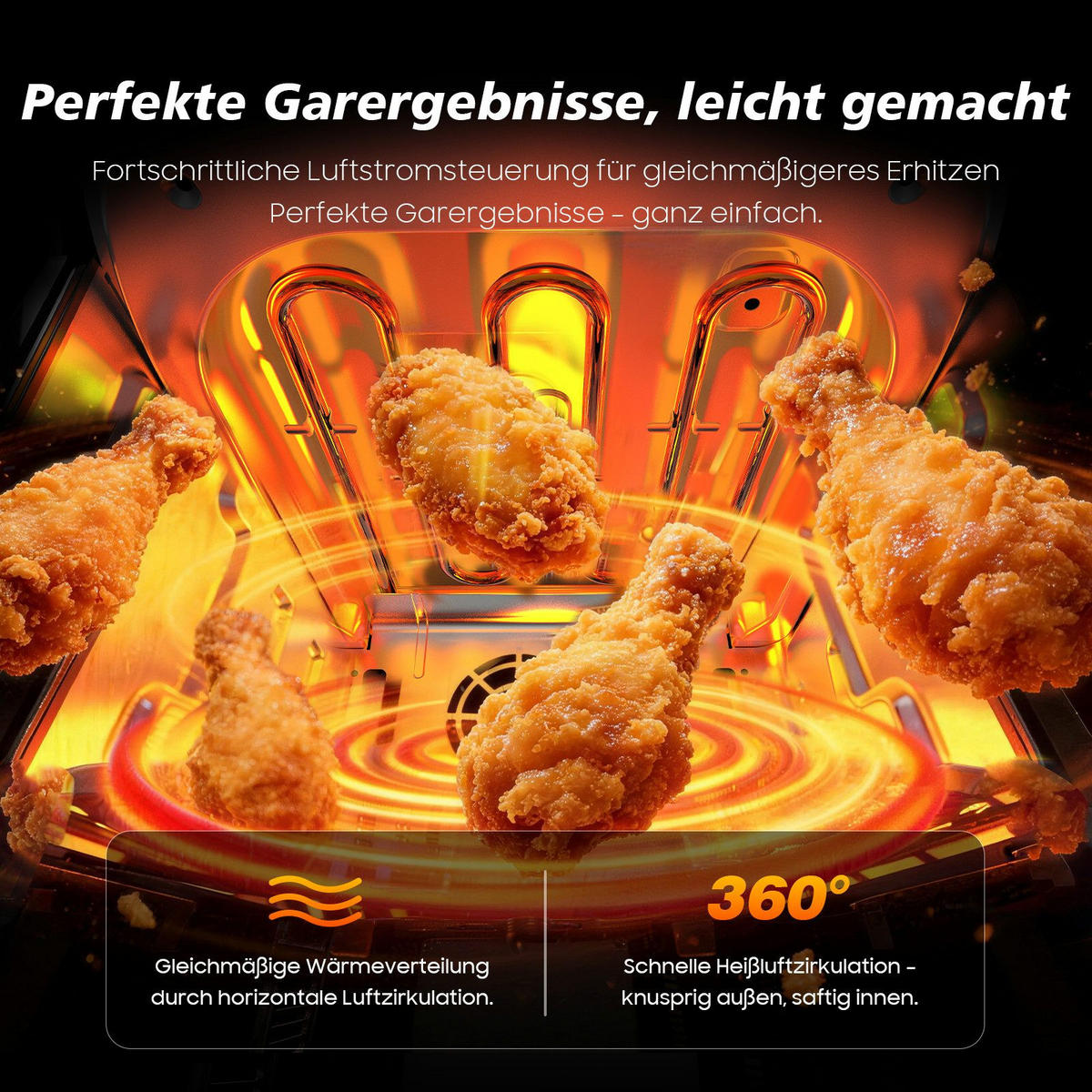 HEISSLUFTFRITTEUSE 5L+5L - Schwarz, Metall (22/39/43cm) - Aimax