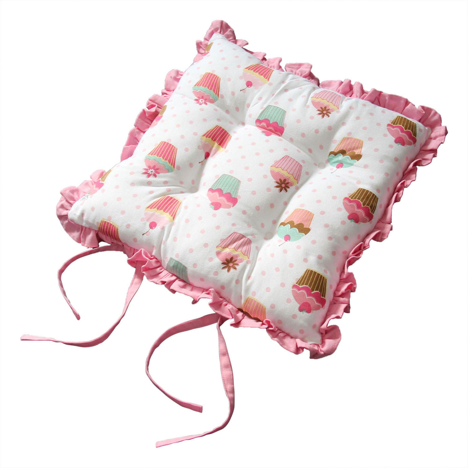 STUHLKISSEN ‚Cupcakes‘ mit Rüschen 40/40/5 cm - Rosa, Textil (40/40/5cm) - Homescapes
