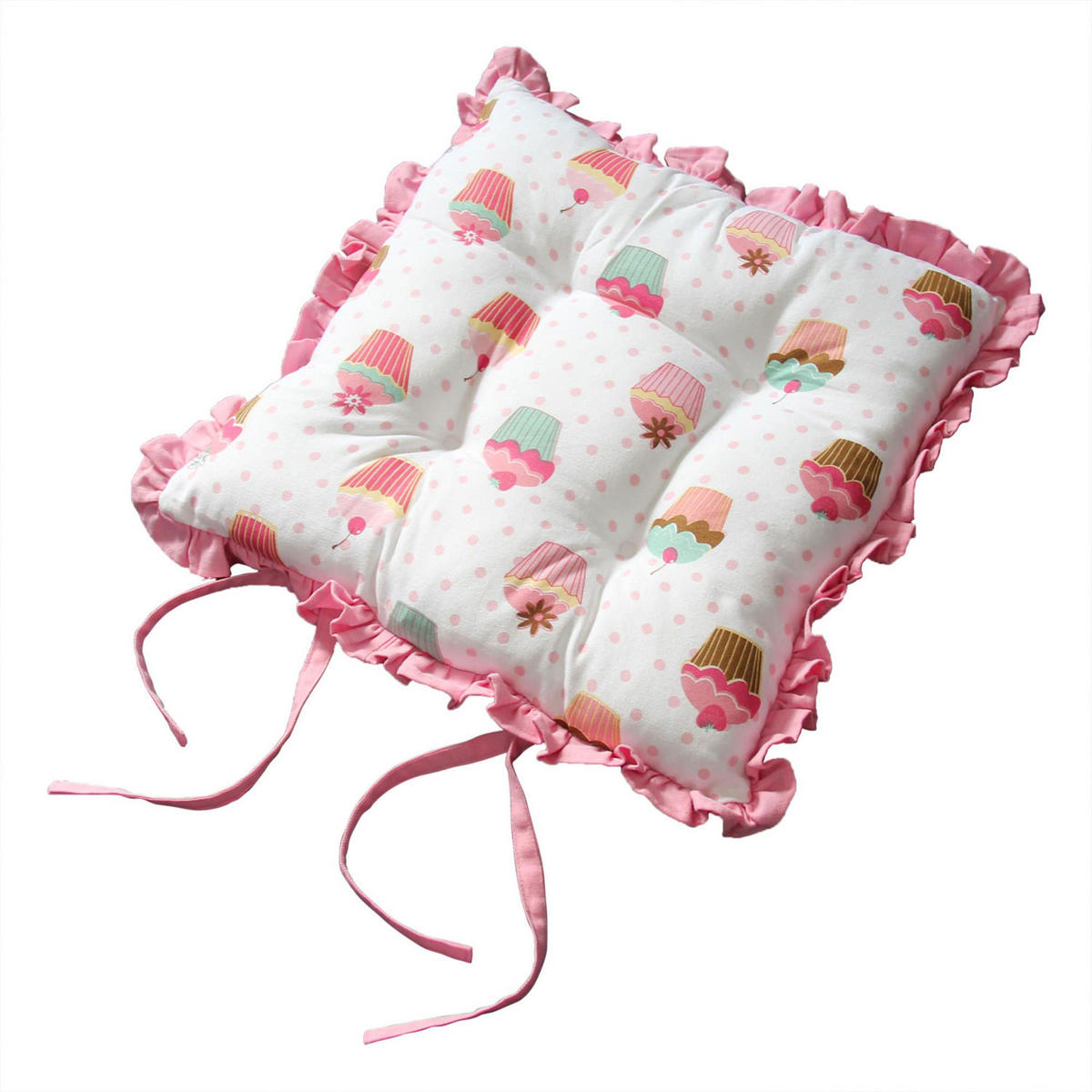 STUHLKISSEN ‚Cupcakes‘ mit Rüschen 40/40/5 cm - Rosa, Textil (40/40/5cm) - Homescapes
