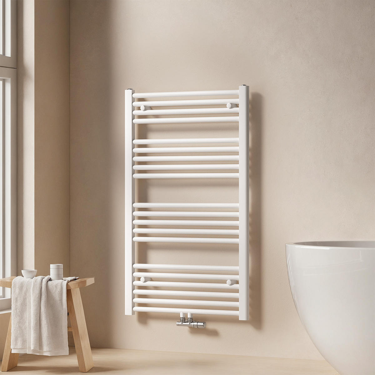 HEIZKÖRPER Handtuchheizkörper wasserführend 100/60/3 cm - Weiß, Metall (60/100/3cm) - EMKE