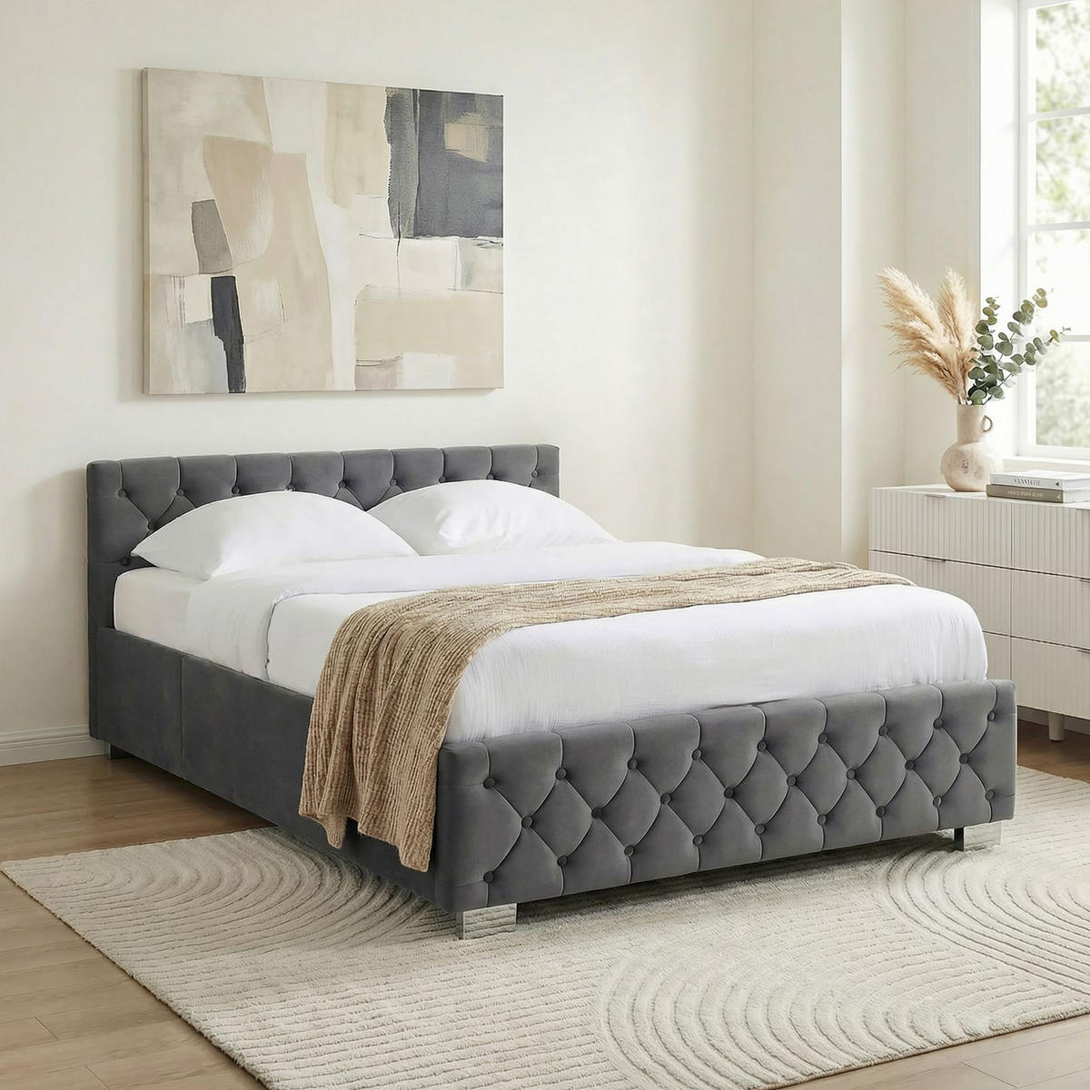 POLSTERBETT NURI 140x200 cm dunkelgrau - Dunkelgrau, Textil (140/200cm) - IDIMEX