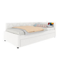 POLSTERBETT 90/200 cm Weiß aus Boucle mit Ausziehbett - Weiß, Textil (90/200cm) - OKMYHOME