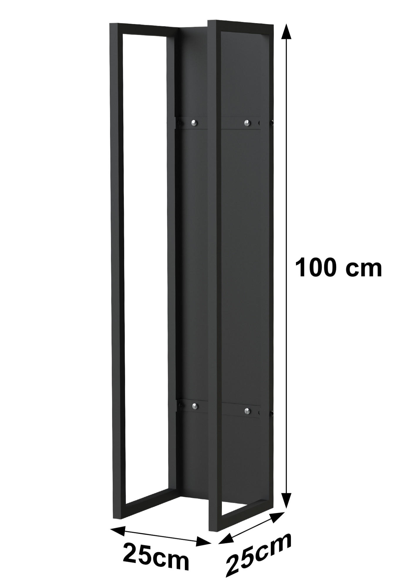 KAMINHOLZREGAL für die Wand Metall Schwarz 100 cm 96357 - Schwarz, Metall (25/100/25cm) - DanDiBo