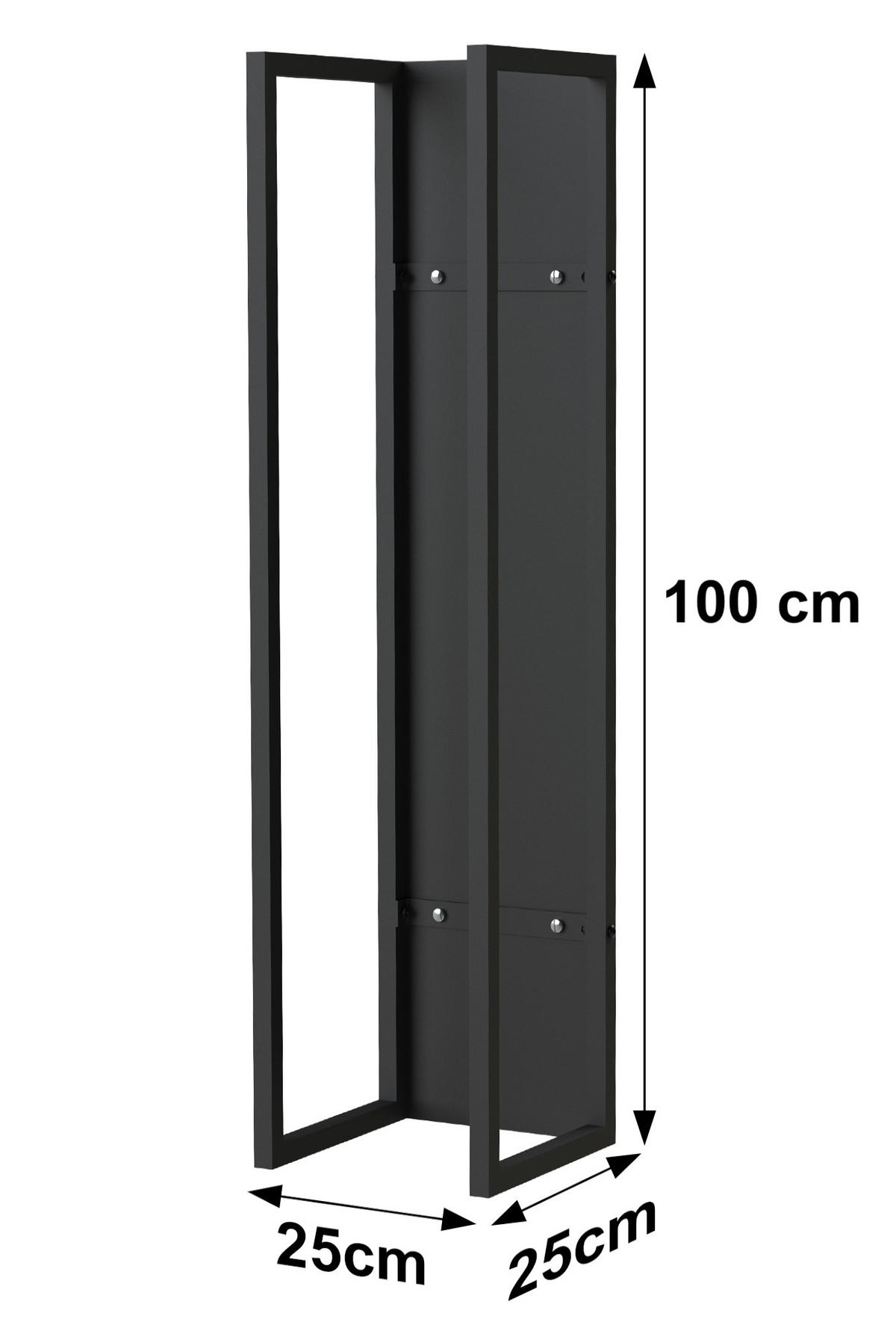 KAMINHOLZREGAL für die Wand Metall Schwarz 100 cm 96357 - Schwarz, Metall (25/100/25cm) - DanDiBo