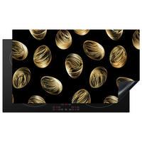 HERDABDECKPLATTE Eier - Gold - Muster Induktionsschutz 91.6x52.7 cm - Schwarz, Kunststoff (91.6/52.7/0.2cm) - MuchoWow
