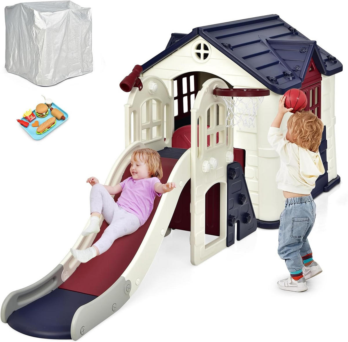 SPIELPLATZ 6 in 1 Kinder Blau - Blau, Kunststoff (83/98/190cm) - COSTWAY
