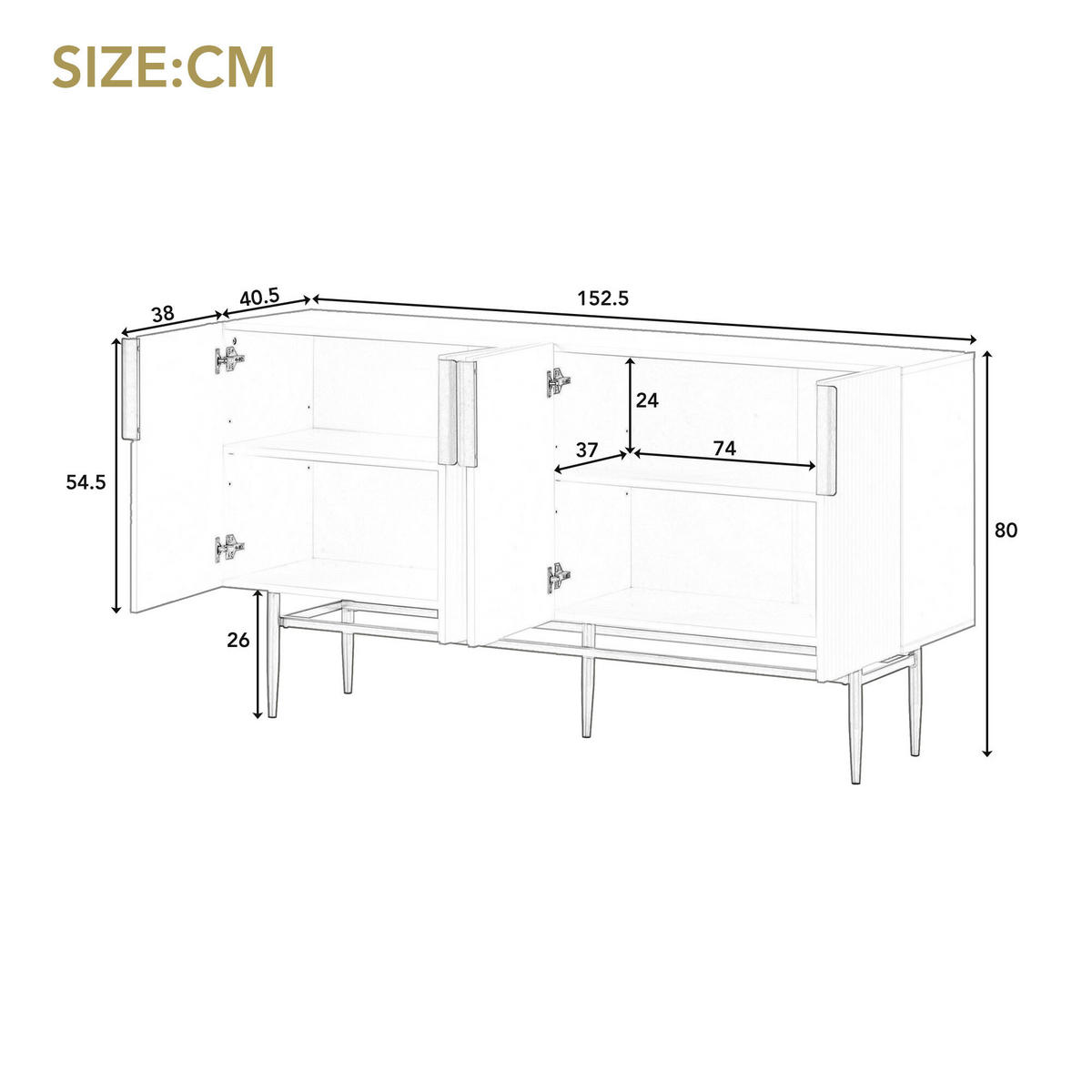 SIDEBOARD Weiß 153/41/80 cm - Weiß, Holzwerkstoff (40.5/80/152.5cm) - Urban Meuble
