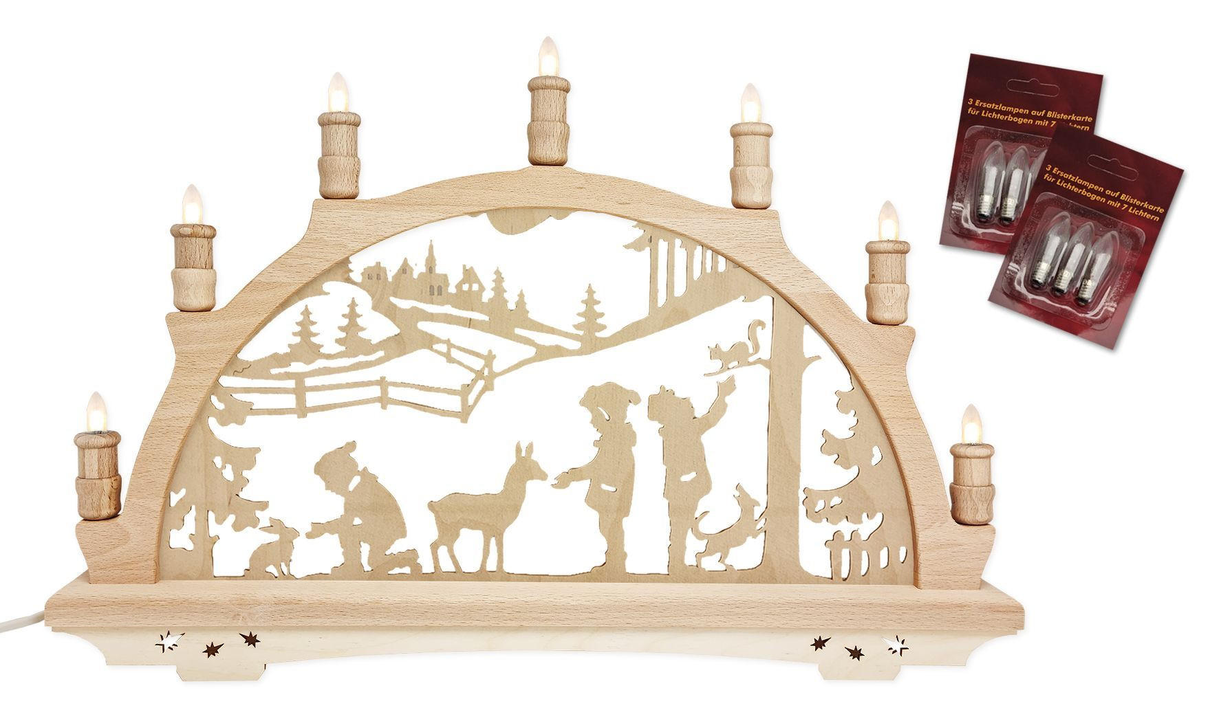 SCHWIBBOGEN Waldkinder 7-flammig - Multicolor, Holz (0.1/1/0.1cm) - Dekoteam24