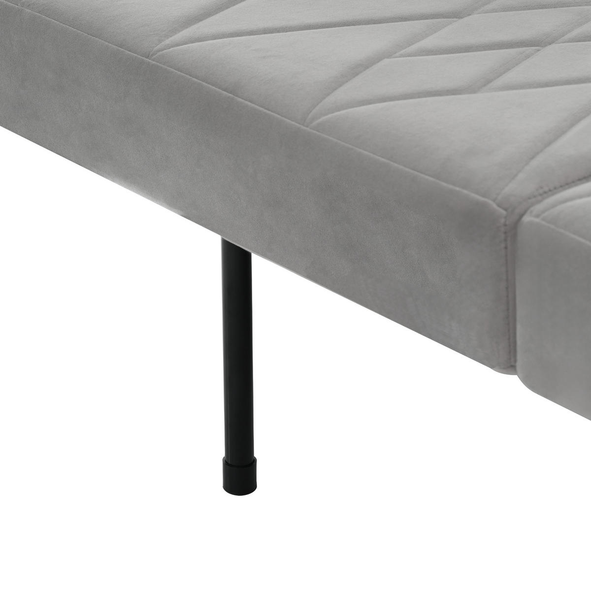 2-SITZER SCHLAFSOFA Samt Grau mit 3-fach verstellbarer Rückenlehne - Grau, Holz/Holzwerkstoff (180/82/75cm) - WISHDOR
