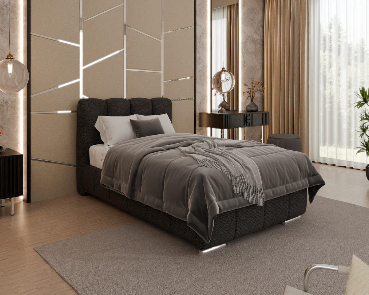 POLSTERBETT Zaira 100x200cm – Elegantes Polsterbett für modernen Wohnstil , ohne matratze, schwarz - Schwarz, Holz (100/200cm) - Homesy