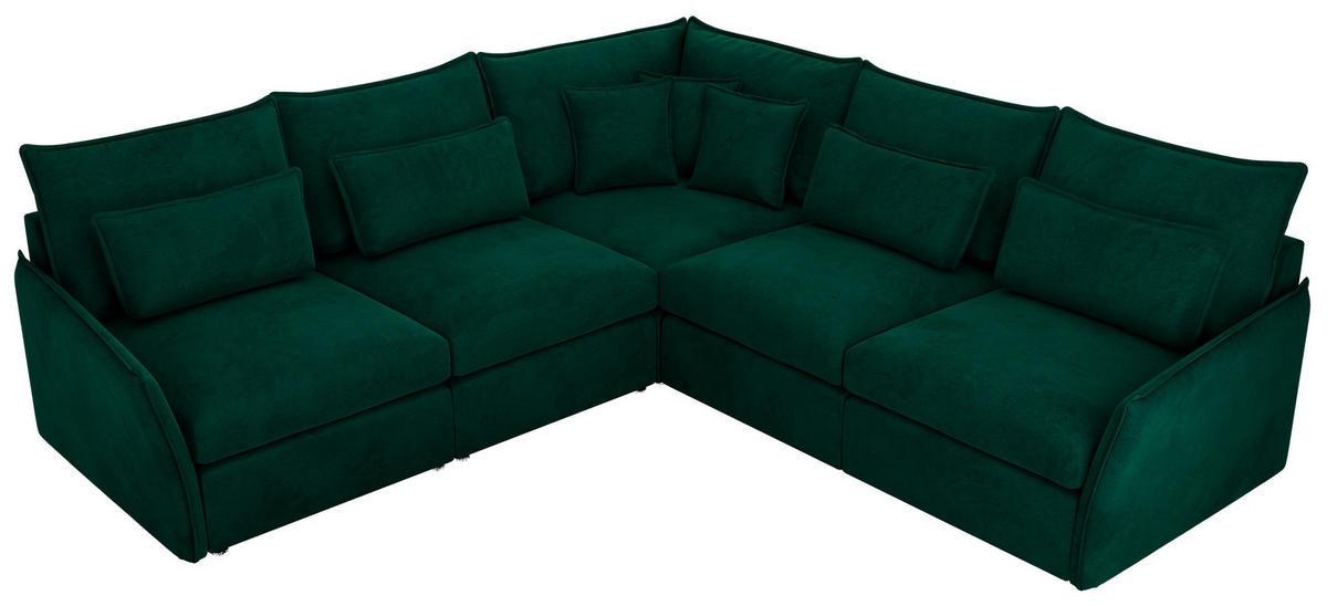 ECKSOFA VERSO L Dunkelgrün Velvet - Dunkelgrün/Schwarz, Kunststoff/Textil (270/270cm) - MKS