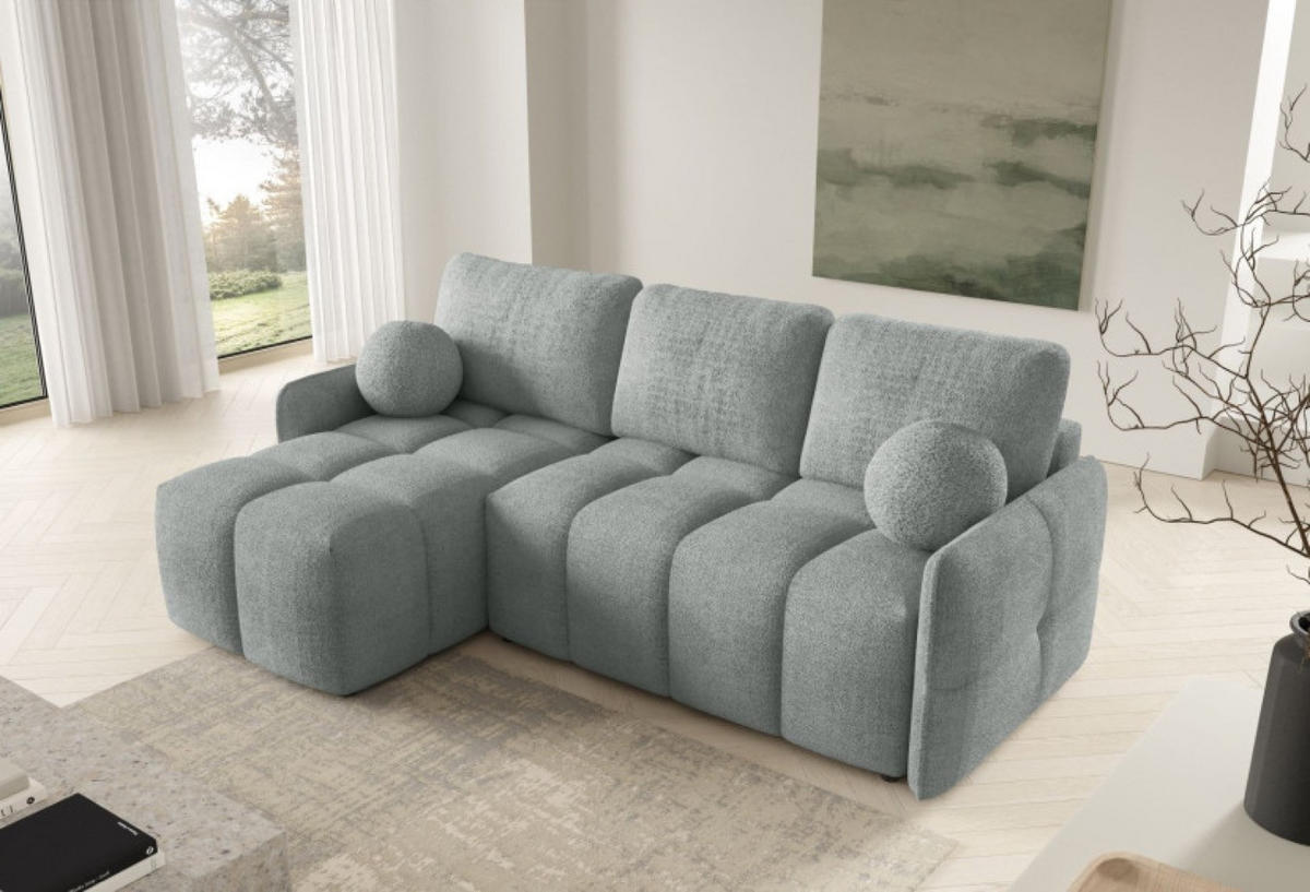 ECKSOFA Grau MONO Mit Schlaffunktion Und Dekokissen Links - Grau, Textil (220/145cm) - Sepro Meble