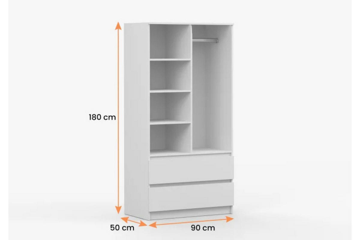 KINDERKLEIDERSCHRANK SIMO 02 90/180/50 cm in Weiß - Weiß, Holzwerkstoff (90/180/50cm) - Deine Möbel 24