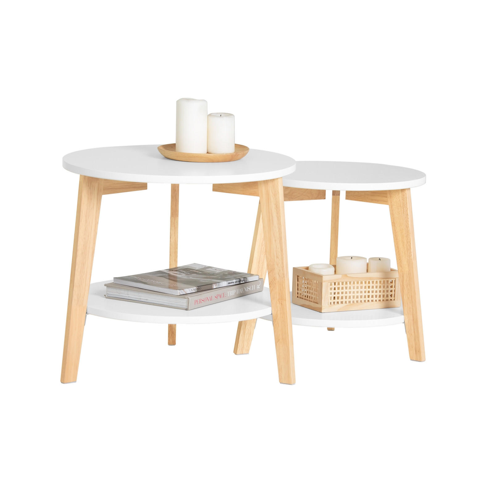 COUCHTISCH 2er Set Weiß - Weiß, Holzwerkstoff (46/50/45cm) - SoBuy