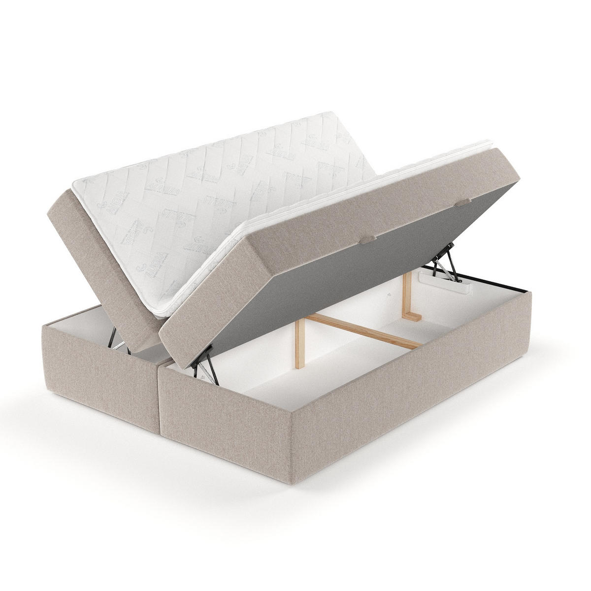 BOXBETT Yoko Hellbraun 200/200 cm - Hellbraun/Schwarz, Holz/Holzwerkstoff (200/200cm) - Maison de Reve