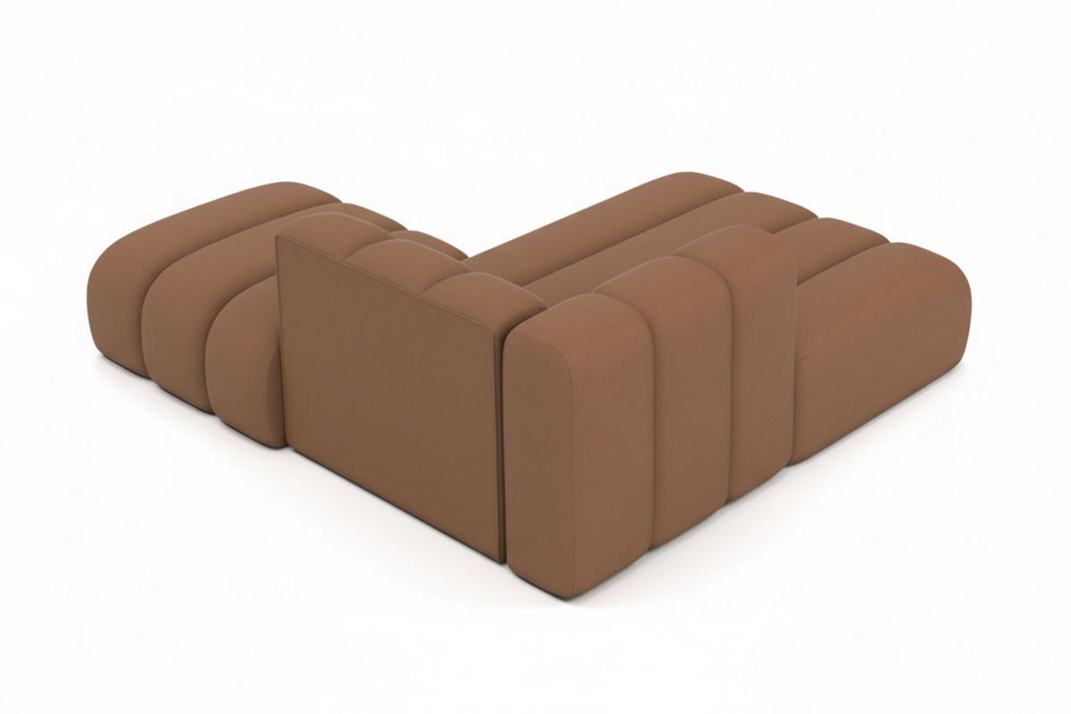 CHAISELONGUE Mit Hocker Grand, Veloursstoff Salvador, Dunkelbraun, Rechts - Dunkelbraun, Holz (204/179cm) - Kaiser Möbel