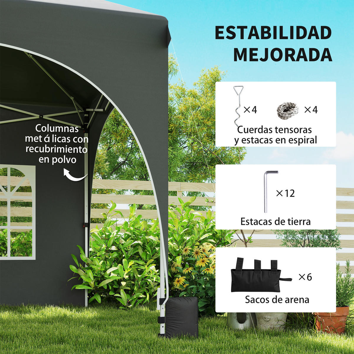 POP-UP-FALTZELT, 6×3m, dunkelgrau - Grau, Metall (300/315/598cm) - Vallsero