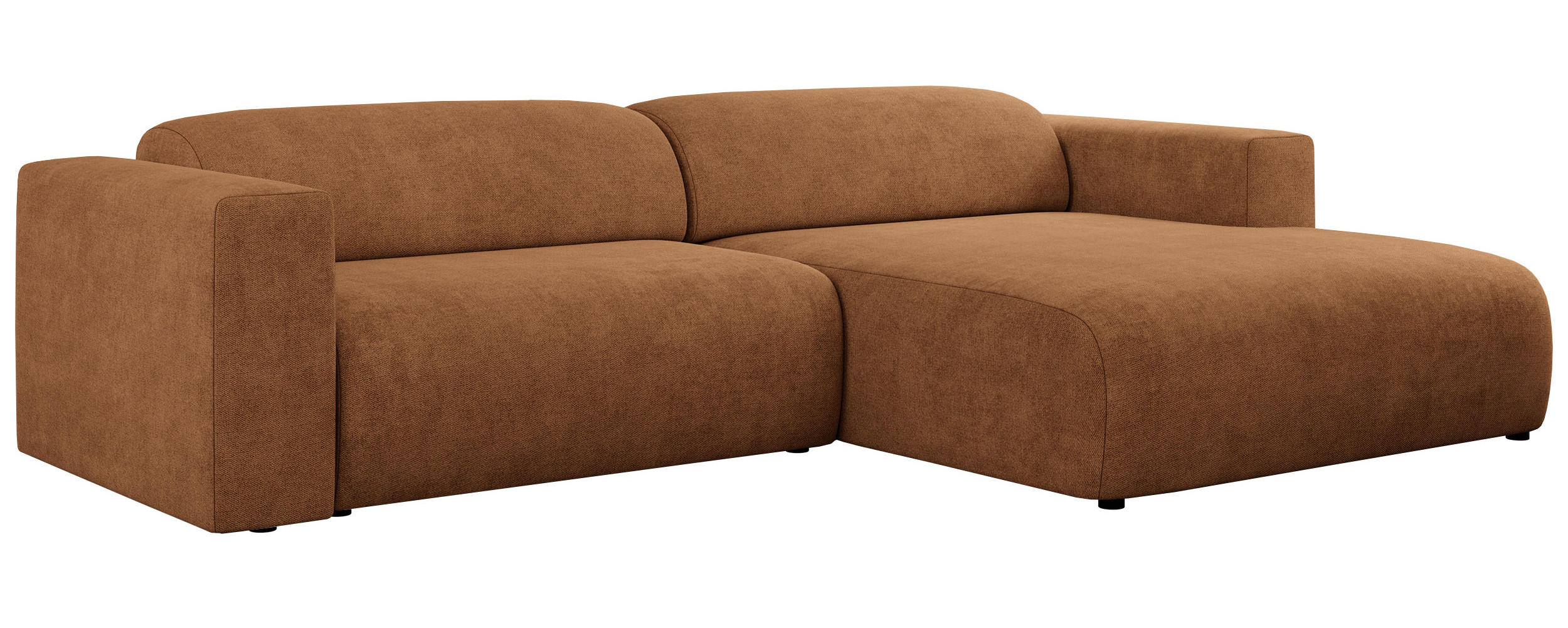 ECKSOFA PASADENA Orange Struktur - Rechts Seite - Schwarz/Orange, Kunststoff/Textil (180/288cm) - MKS