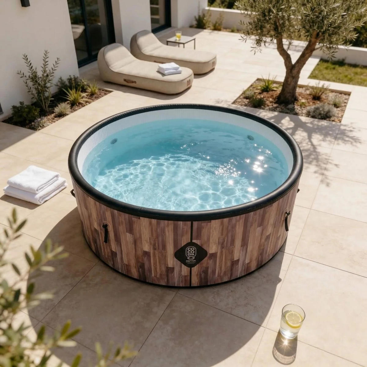 POOL Aufblasbar Fidji - Durchmesser 180 cm - 1100 Liter - 4 Personen - Braun, Kunststoff (180/70/70cm) - COCO SPA