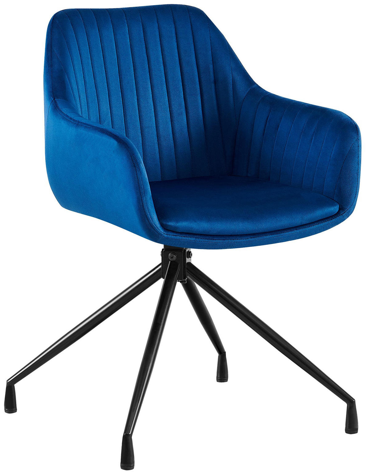 ESSZIMMERSTUHL Samt Dunkelblau - Schwarz/Dunkelblau, Textil/Metall (58/81/58cm) - CLP