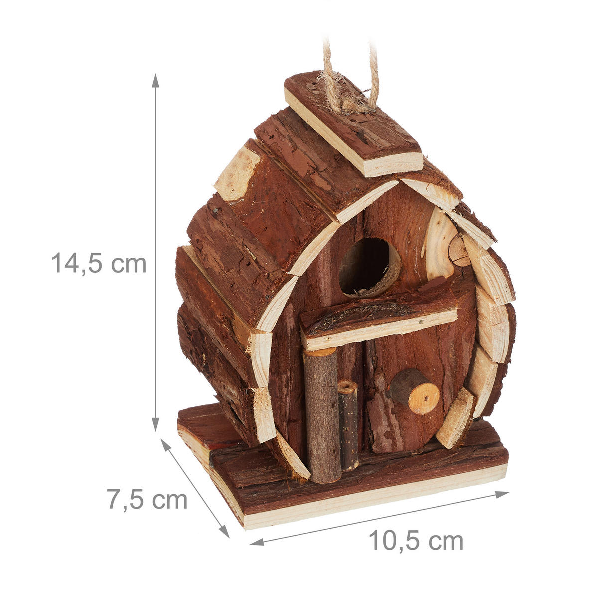 DEKO-VOGELHAUS - Braun, Holz (10.5/14.5/7.5cm) - Relaxdays