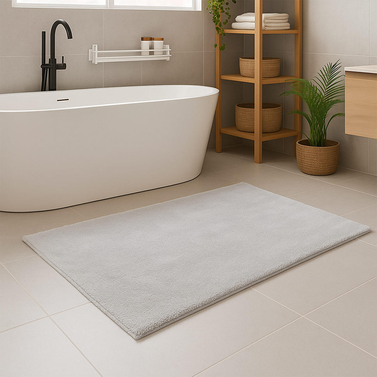 BADTEPPICH Waschbar Pure 500 Grau 40x60 cm - Grau, Textil (40/60cm) - carpet city