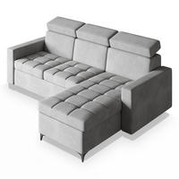 ROHOVÁ SEDAČKA KAME světle šedá - černá/světle šedá, kov/dřevo (227/168cm) - MASSENO