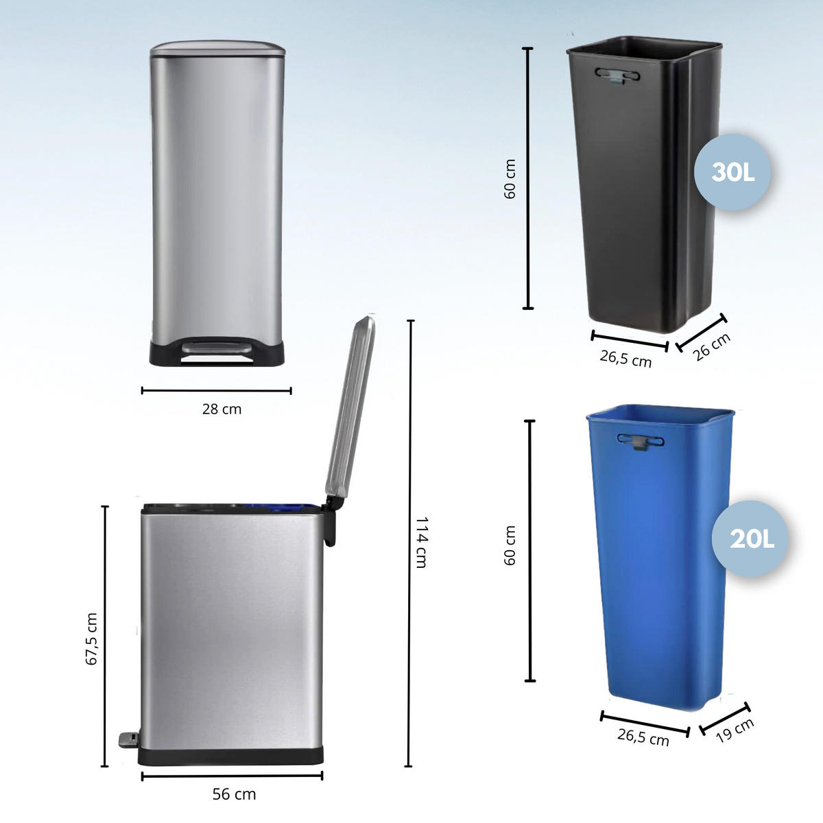 ABFALLEIMER EDGE silber - Silberfarben, Metall (56/67.5/28cm) - Kitchen Move