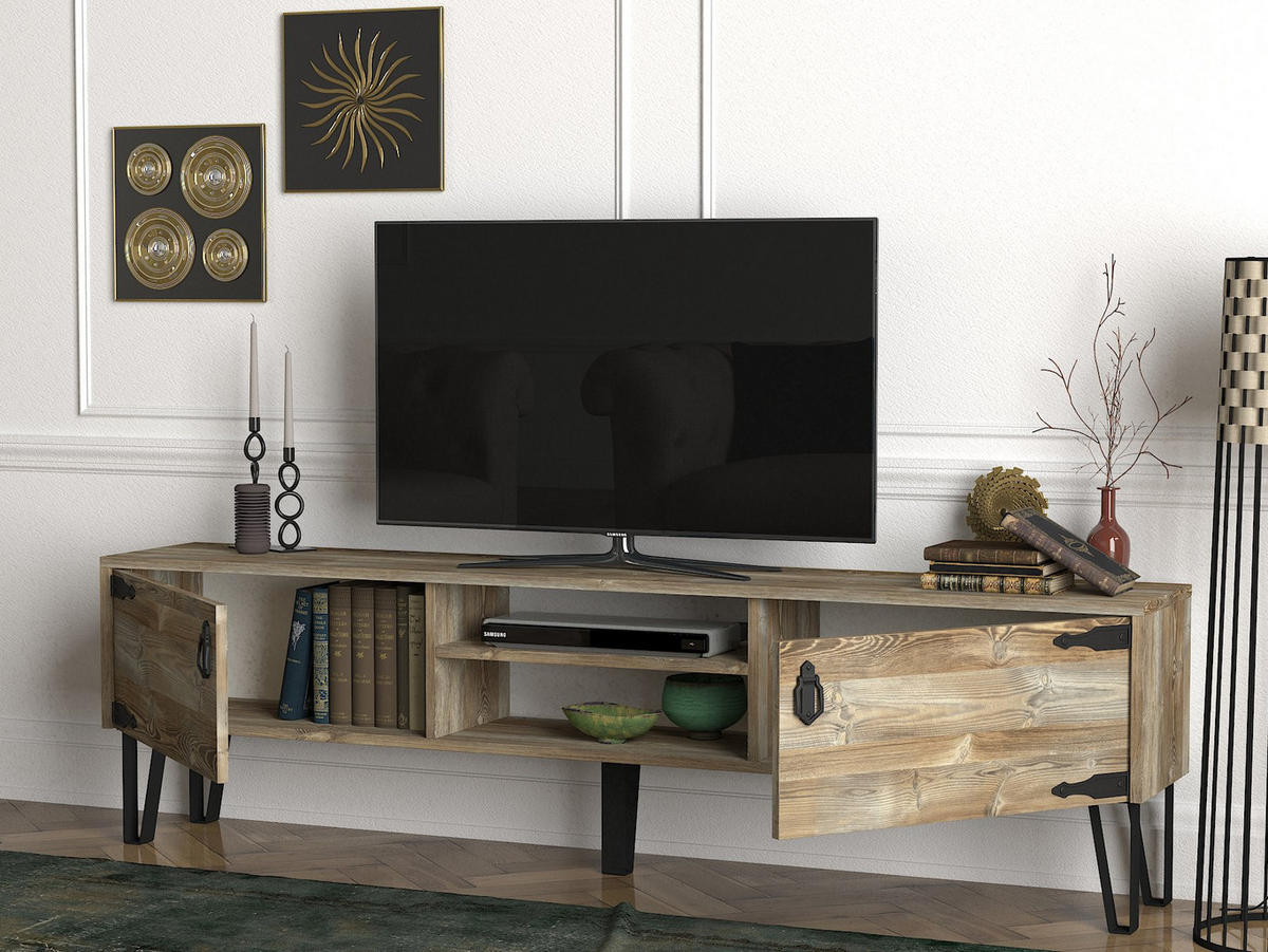 TV-LOWBOARD Costa Eiche - Eichefarben/Schwarz, Holzwerkstoff/Metall (180/49/29.5cm) - moebel17