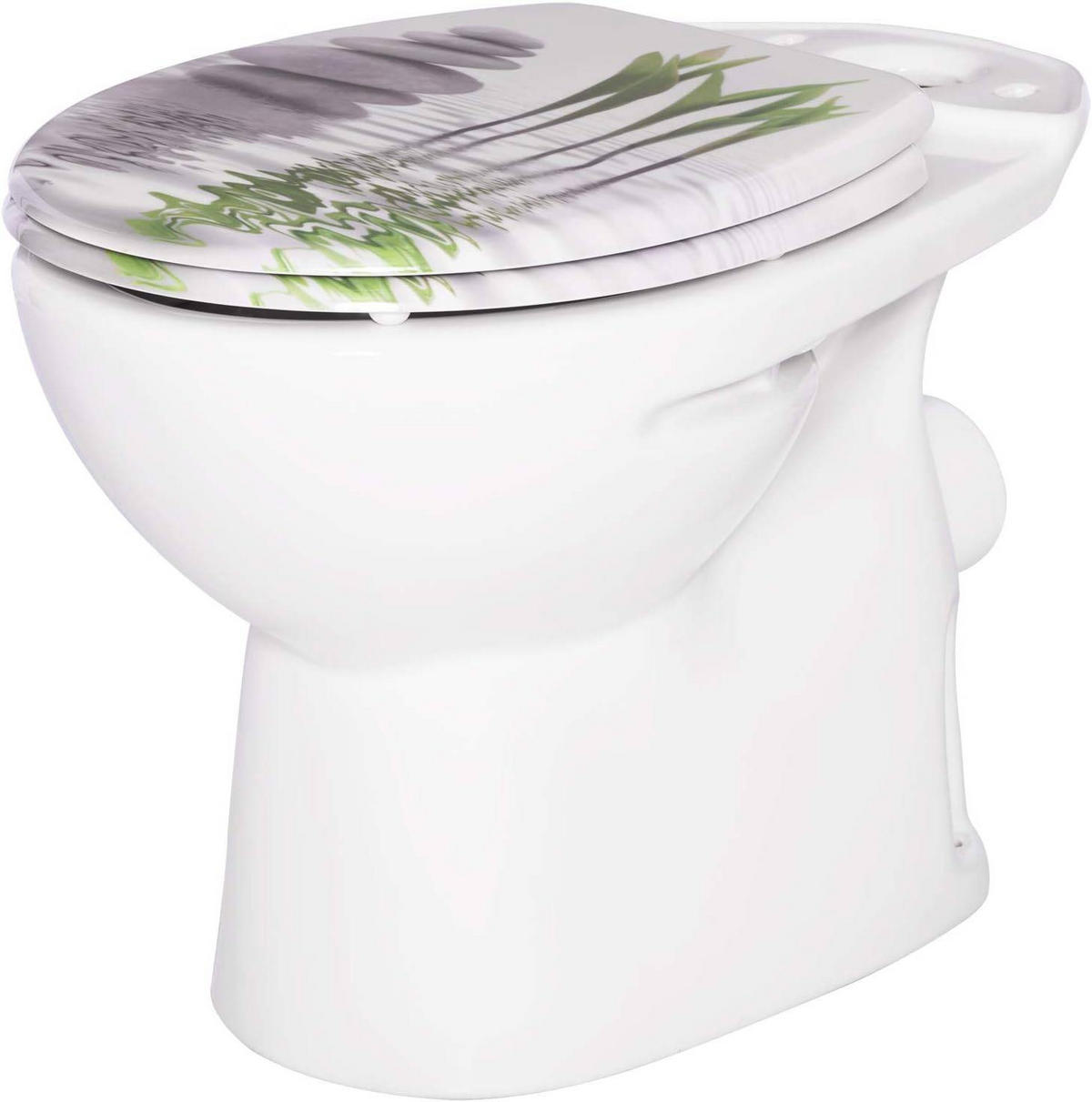 WC SITZ mit Absenkautomatik,Antibakteriell Oval,Tulip - Weiß/Grau, Kunststoff (37/2.51/45cm) - Woltu