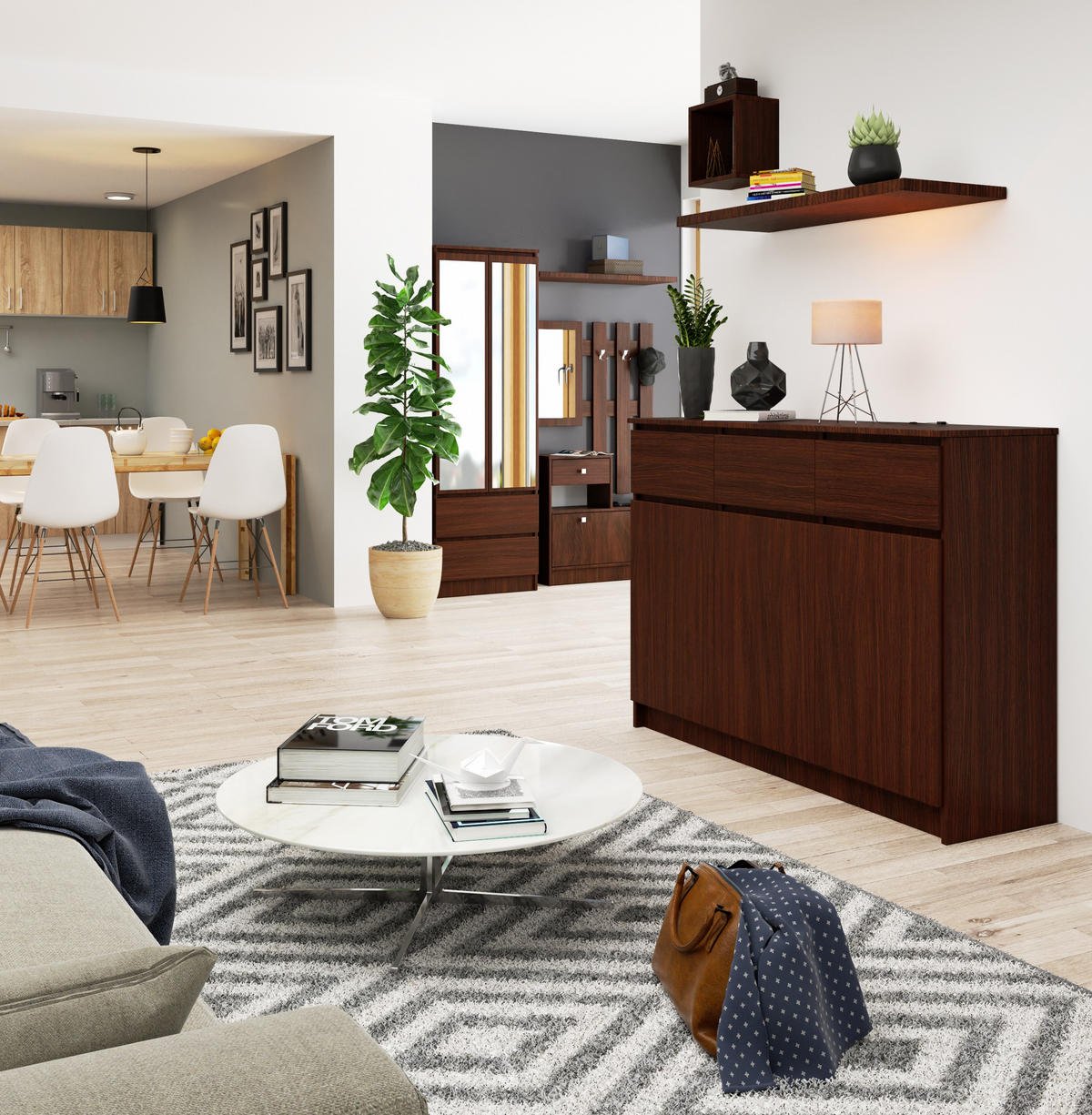 KOMMODE Wengefarben 138x40x99 cm - Wengefarben, Holzwerkstoff (138/99/40cm) - Akord